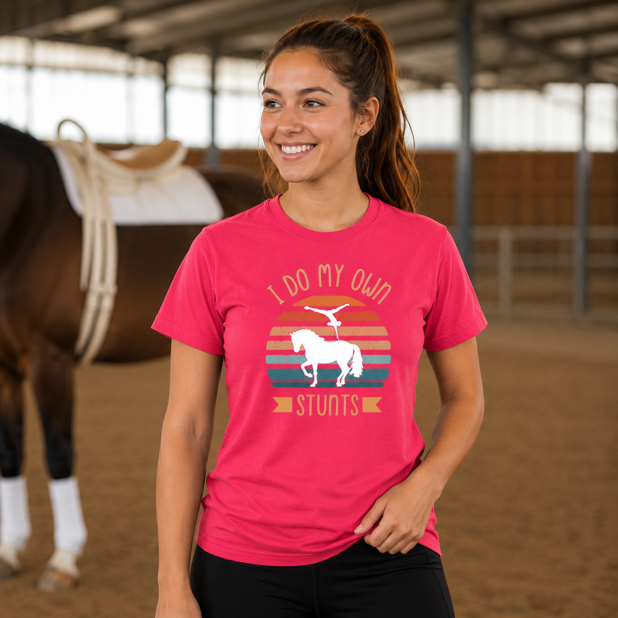 I do my own stunts – 145g Crew Neck T-Shirt - Image 2